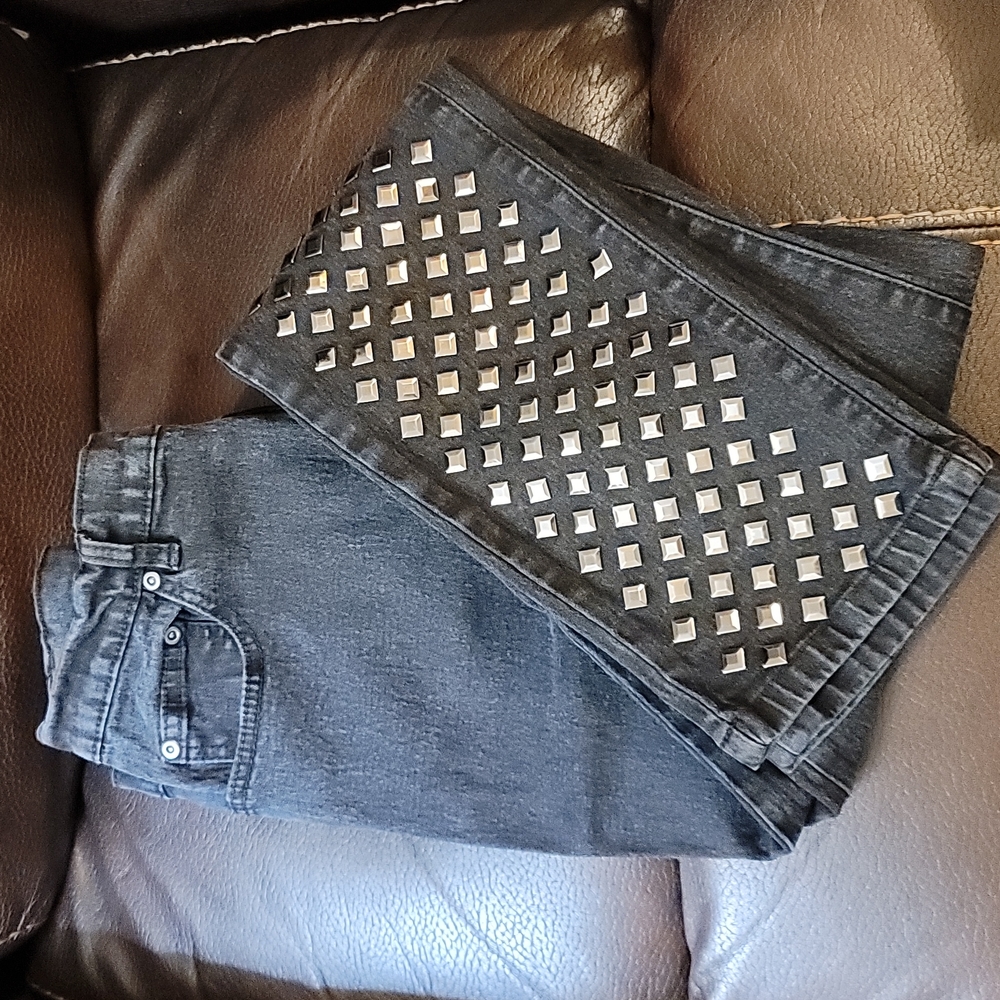 Silver Diamond Embellished Legs on these 6T DG2 Black Jeans - LOTS in my Closet!